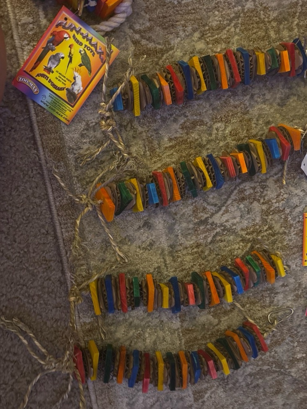 Colorful Hanging Bird Chew Toy - Multicolor Rope Stack - Picture 4 of 4